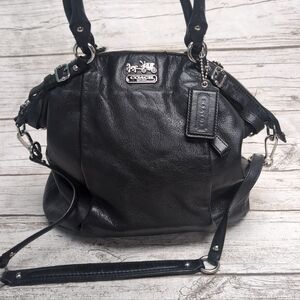 Vintage Coach Madison Lindsay Black Pebbled Leather Purse Shoulder Bag